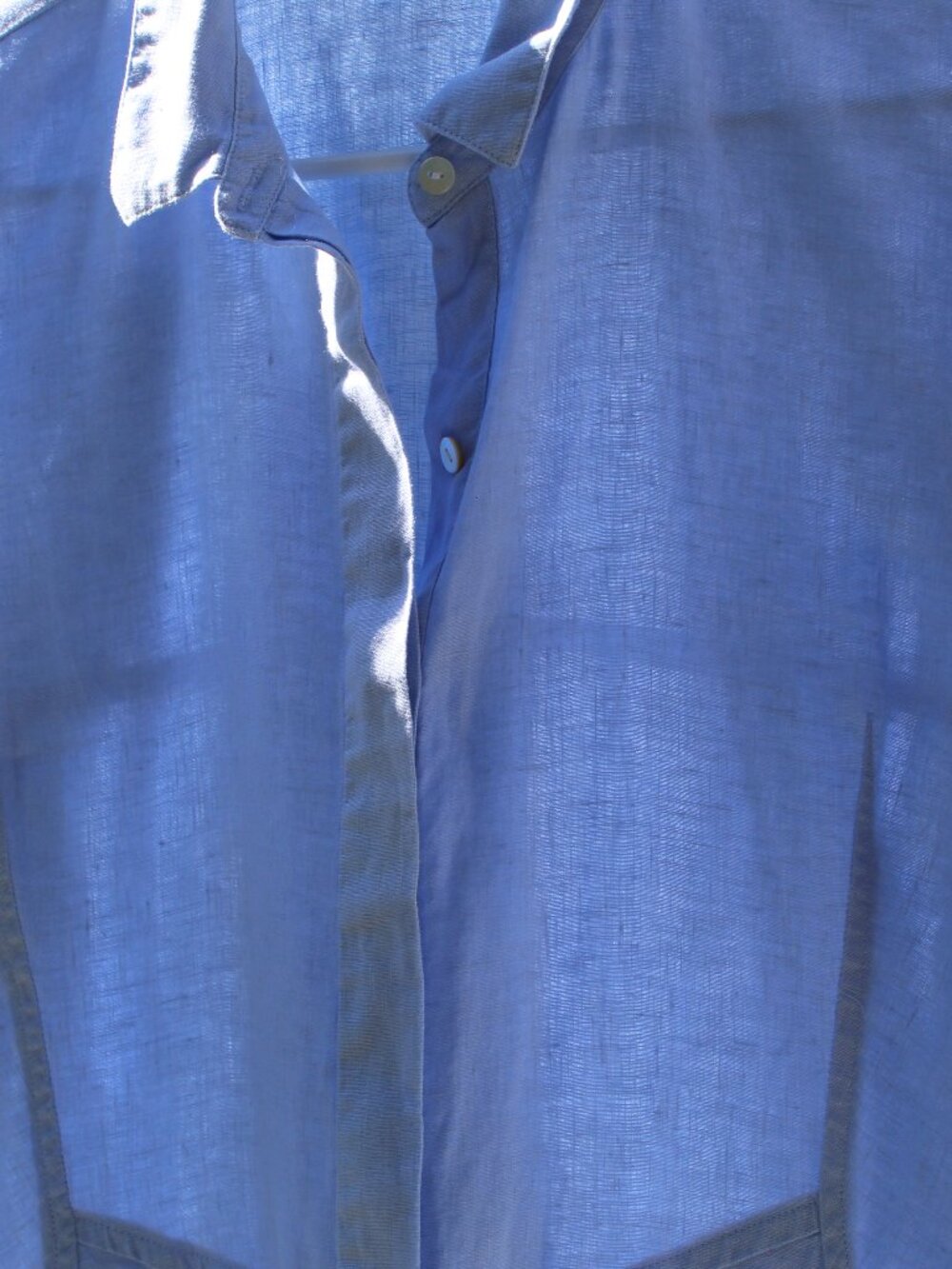 NWOT J.Jill 100% Linen Button Front Short Sleeve Dress w/ Pockets Light Blue Med - Picture 5 of 11